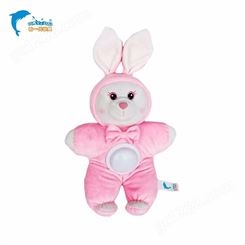 儿童安抚毛绒玩具批发_粉色音乐安抚兔兔毛绒玩具定制