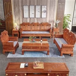 原木坊刺猬紫檀大奔沙发 古典中式实木家具 国标红木雕花组合