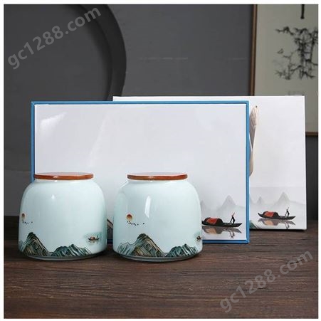 中国风陶瓷茶叶罐2个装 京剧人物图 送礼佳品陶瓷茶叶罐套装