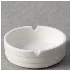 纯白圆形陶瓷烟灰缸4寸摆件烟碟定制加字