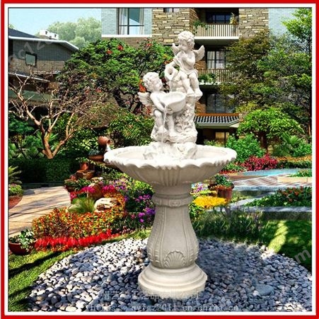 欧式人造石雕喷泉|欧式砂岩跌水盆雕塑|别墅庭院景观喷泉水池