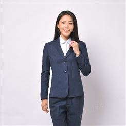 成都西服定做正装韩版工作服职业装深蓝条纹女装西装套装定制订制