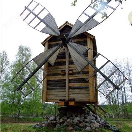 景区度假村大型景观防腐木户外园林小品风车荷兰古典