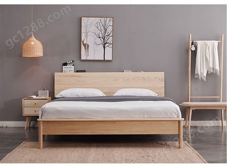 搏德森北欧实木床白蜡木双人床1.8米民宿床工程单1.5米现代简约主卧婚床