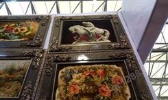 欧式古典复古图案挂毯-带框名画挂毯-天津永强厂家