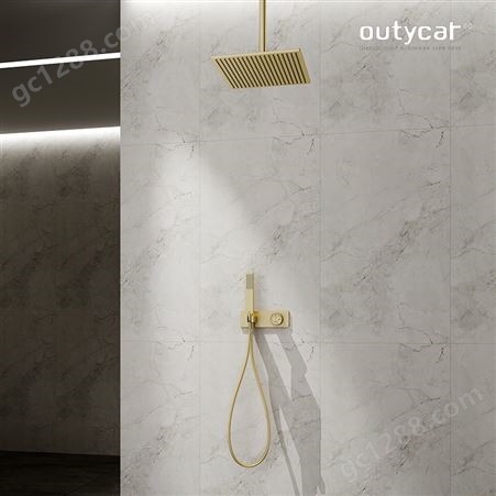 欧缇卡2022新款设计白色暗装暗藏嵌入墙淋浴花洒套装埋墙拉丝枪灰