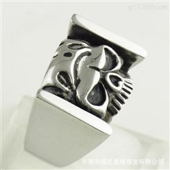 夸张风格钛钢方形戒指 来图订制金属配件 东莞不锈钢饰品厂生产